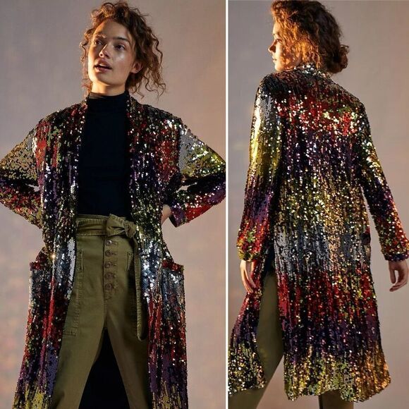 NWT Anthropologie Dulcinea Sequin Longline Jacket S Swifty Whimsical Party Glam - Picture 8 of 11